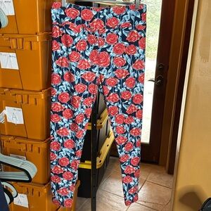 NEW Lularoe TC Tall & Curvy Blue Red Floral 4th of July Leggings Size 12-18